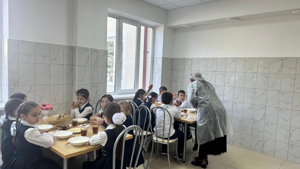 Дети в школьной столовой.